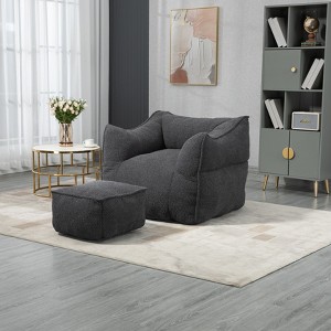 CAVINAS Single Lazy Sofa Bean Bag Chair Comfort Lounger High Back Couch with Footstool for Bedroom - 1 of 4