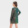 Girls' Long Sleeve Sequin A-Line Dress - art class™ - image 2 of 3