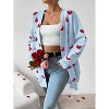 Heart Cardigan Sweater for Women Oversized Valentine Cardigan Cute Love Print Open Front Knit Sweaters Coat with Pockets - 2 of 4