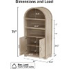Dyonery 71" High Arched Bookcase with Doors, 5-Shelf Mid-Century Modern Black Arched Cabinet with Storage and Open Adjustable Shelves，Gray - 2 of 4