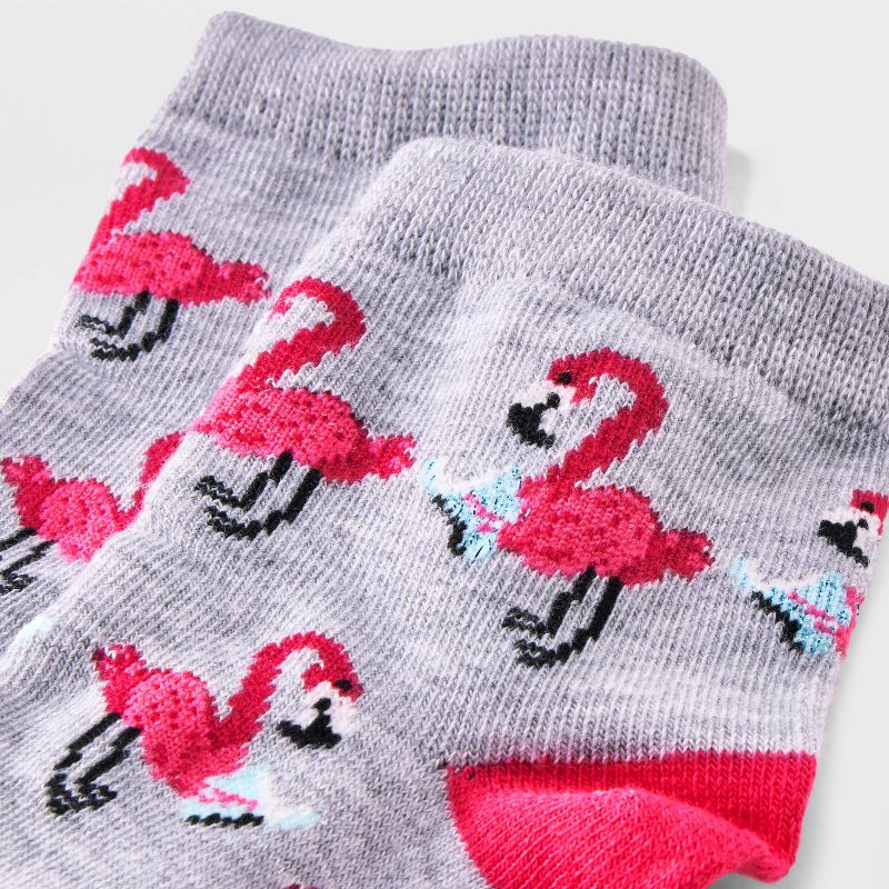 Women&#39;s Studious Flamingo Ankle Socks - Xhilaration&#8482; Heather Gray/Pink 4-10, 3 of 4