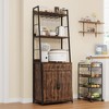 Bakers Rack with Storage Cabinet and Drawer, 70.8" Tall Industrial Coffee Bar Cabinet, Freestanding Kitchen Storage Organization, Rustic Brown - 3 of 4