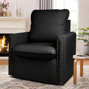 Hyleory 29.13'' Wide Faux Leather 360 Degree Swivel Armchair - 1 of 4