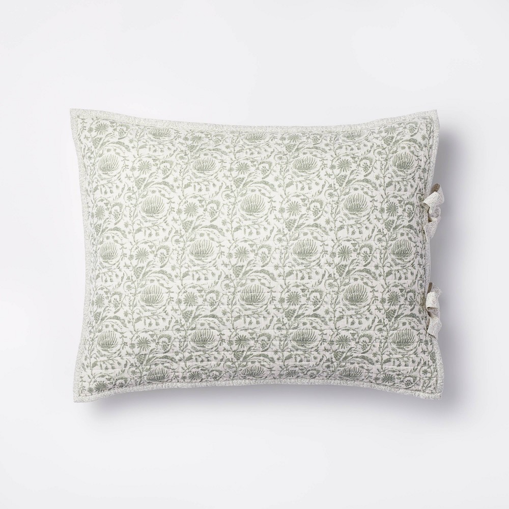 (case pack of 2 ) Standard Decorative Border Cotton Slub Print Quilt Sham Light Teal Green – Threshold™ designed with Studio McGee