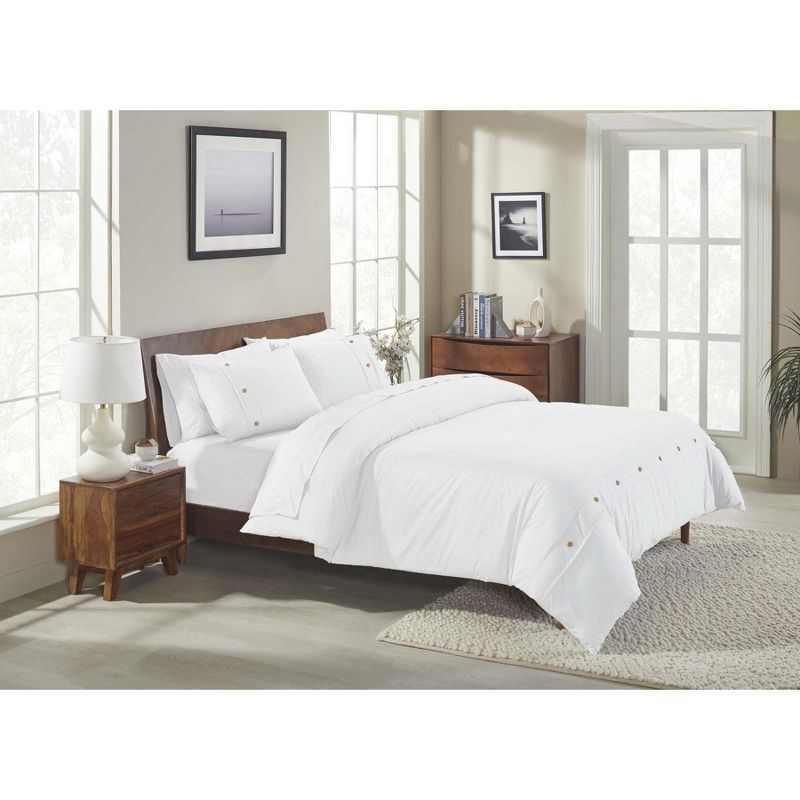 Organic Cotton 300 Thread Count Percale 3 Piece Duvet Cover Set by Blue Nile Mills, 5 of 7