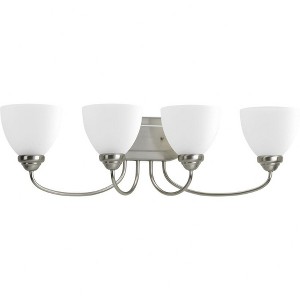 Progress Lighting Heart 4-Light Bath Bracket, Brushed Nickel, Etched Glass Shades - 1 of 3