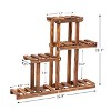 UNHO 4 Tiers Retro Mini Corner Ladder Plant Stand Garden Balcony Bonsai Rack Shelf Wooden Planter Shelf for Small Flower Pots Botanical - 3 of 4