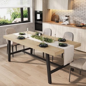 Jojoka 70.87" Long Wooden Kitchen Table Dining Table for 6-8 People, with Sturdy Metal Frame & Rustic Finish - 1 of 4