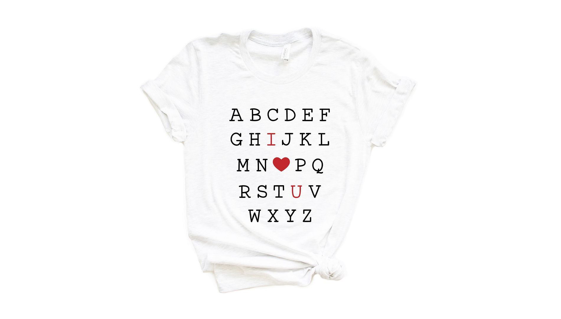 Simply Sage Market Women's Alphabet I Love You Short Sleeve Graphic Tee - M - White