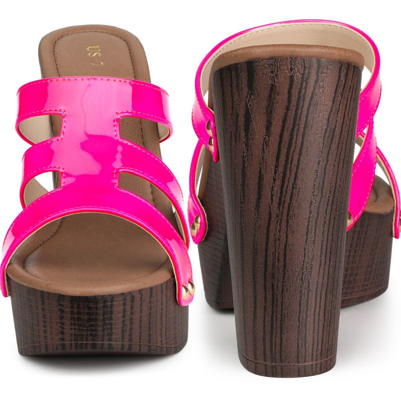 Perphy Women's Platform Open-Toe Chunky Heels Slide Sandals, 2 of 5