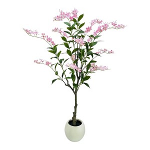 Artificial Floral Tree – Realistic Faux Blossom Potted Plant for Indoor Home/Office/Living Room Decor - 1 of 4