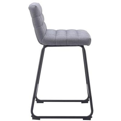 Gray Tufted Metal Frame Counter Stools, Set of 2
