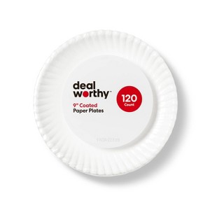 Coated Disposable Paper Plates 9" - 120ct - Dealworthy™ - 1 of 3