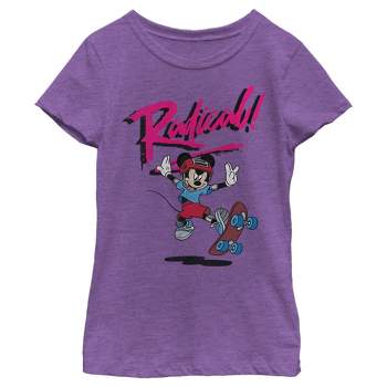 Girl's Disney '90s Mickey Mouse Distressed T-shirt - Purple Berry - X ...