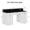 Gymojoy 59" Executive Desk Fluted Office Desk with Power Outlets Long Monitor Stand for Study Bedroom - 2 of 4