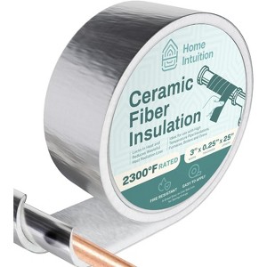 HOME INTUITION - Ceramic Outdoor Water Pipe Insulation Wrap 3"×25' Roll - Pipe Wrap Insulation Tape for Water Pipes - 1 of 4