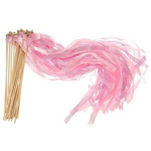 Unique Bargains Party Favor Wooden Handle Lace Ribbon Sticks Fairy Wands 25 Pcs - 1 of 4