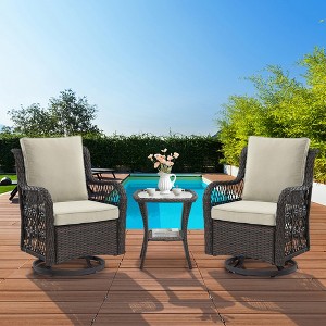 Whizmax 3 Pieces Outdoor Swivel Rocker Set, 2 Chairs and Side Table, 360¡ã Rotation, Patio, Porch, Pool - 1 of 4