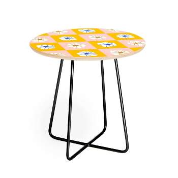 Maritza Lisa White Checkered Flowers Side Table - Deny Designs