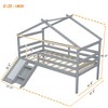 MATEERTY Twin Loft House Bed with Slide, Safety Guardrails, House Roof Frame, Gray - 3 of 4
