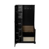 Hall Tree With 3 Coat Hooks, 2 Adjustable Laminates, , Modern Entryway Multifunctional Storage Cabinet For Entrance, Hallway, Living Room, Black - 3 of 4