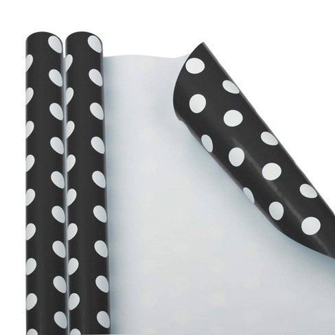 JAM Paper & Envelope 2ct Dotted Gift Wrap Rolls Black/White