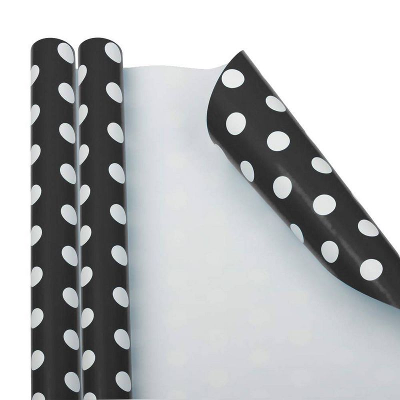 JAM Paper &#38; Envelope 2ct Dotted Gift Wrap Rolls Black/White, 1 of 7