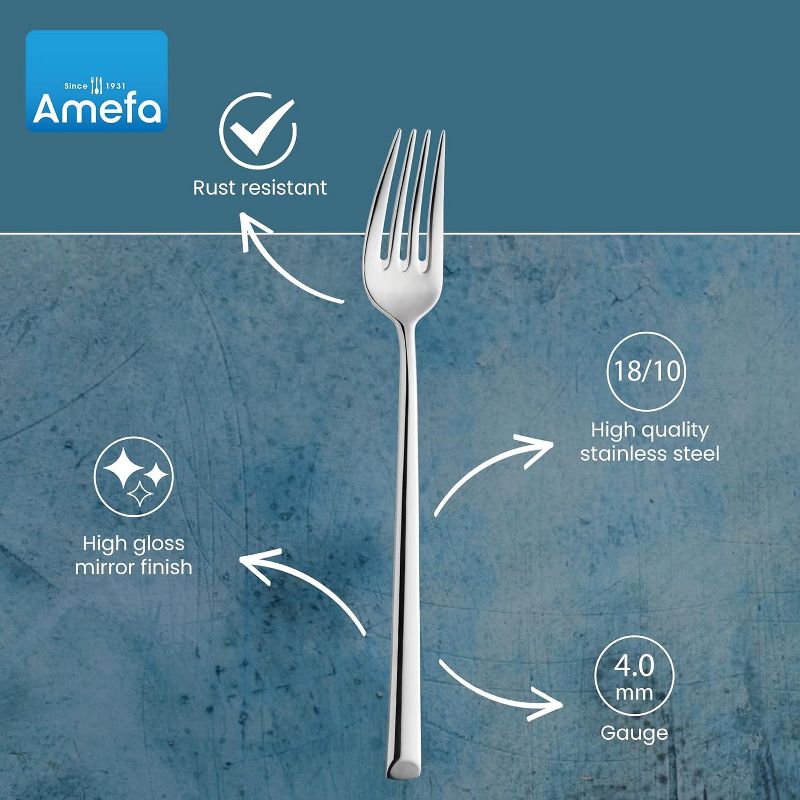 Amefa Metropole 20-Piece Premium 18/10 Stainless Steel Flatware Set, High Gloss Mirror Finish, Silverware Set Service for 4, Rust Resistant Cutlery, 3 of 8