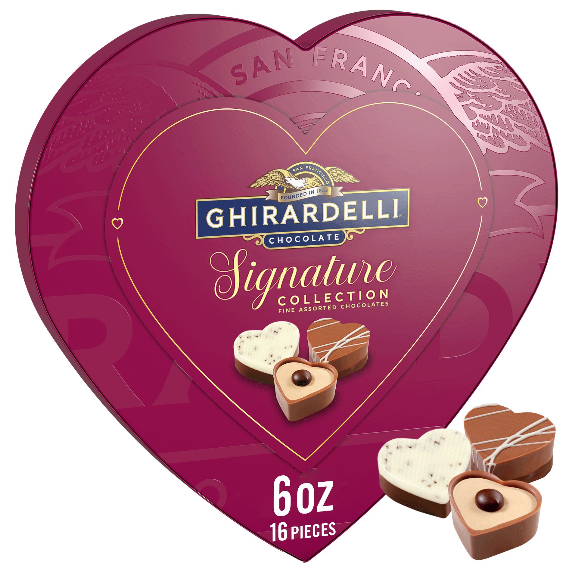 Ghirardelli Valentine's Signature Collection Fine Assorted Chocolates Heart Shaped Gift Box Candy - 6oz