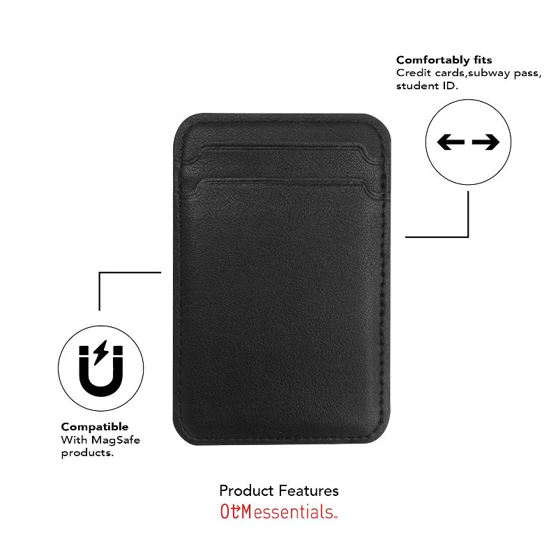 OTM Essentials Black Leather Wallet Sleeve MagSafe Compatible, 3 of 7