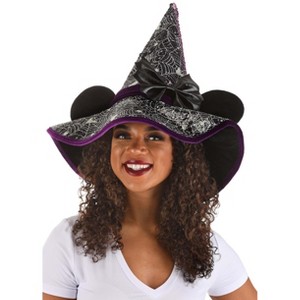 HalloweenCostumes.com One Size Fits Most  Women  Disney Minnie Mouse Spider Webs Witch Hat for Adults, Black/Purple/White - 1 of 4