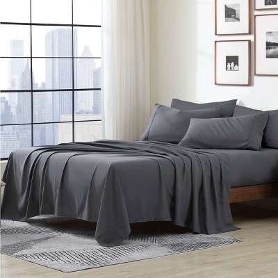 Coconut Milk Queen Solid Microfiber 6-Piece Sheet Set