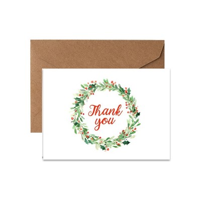 Paper Frenzy Artistic Watercolor Garland Thank You Note Cards And Lime  Green Envelopes 25 Pack : Target