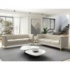 VASIP Modern 82.7inch  sofa Bed. Velvet Living Room Chesterfield design Sofa cream white color - 3 of 4