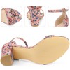 Perphy Women's Floral Printed Open Toe Ankle Strap Chunky Heels Sandals - 4 of 4