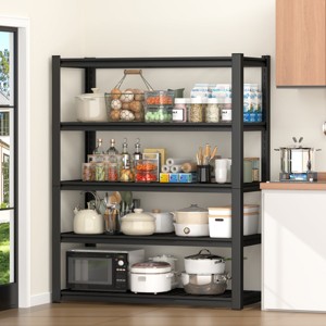 ALEXOUN 5 Tier Black Heavy Duty Metal Storage Shelves,Open Back Adjustable Shelves Strong Load Bearing for Garage,Pantry,Office. - 1 of 4