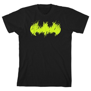 Batman Neon Green Faded Logo Black T-shirt Toddler Boy to Youth Boy - 1 of 2