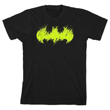 Batman Neon Green Faded Logo Black T-shirt Toddler Boy to Youth Boy
