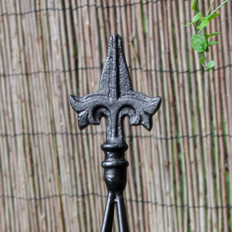 58&#34; Tall Iron Fleur-De-Lis Garden  Trellis Tool Black Powder Coat Finish- Achla Designs, 5 of 6