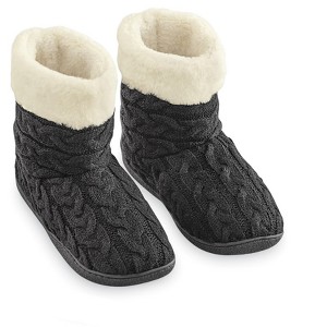 Collections Etc Cable Knit Boot Slippers - 1 of 4