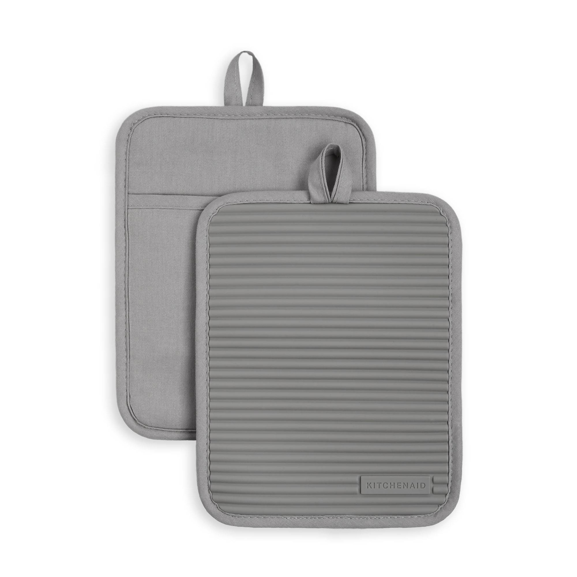 KitchenAid 2pk Silicone Ribbed Pot Holders Gray