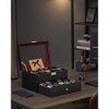 20-Slot Watch Box, Watch Case with Glass Lid, 2 Layers, Lockable Watch Display Case, Black Synthetic Leather - 2 of 4