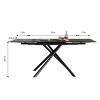 Modern Rectangular Extendable Dining Table for 6-8, Sintered Stone Kitchen Table or Dining Room Table with Crossed Metal Legs-The Pop Home - 4 of 4