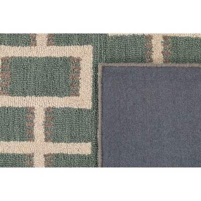 Hand-Tufted Green Wool Rectangular Area Rug 3' x 5'
