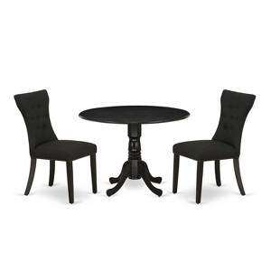 3-Piece Wirebrushed Black Solid Wood Top - Round Dining Room Set - Seats 4 - 1 of 4