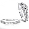 Pompeii3 1 Carat Princess Cut Diamond Halo Engagement Wedding Ring Set White Gold - 3 of 4