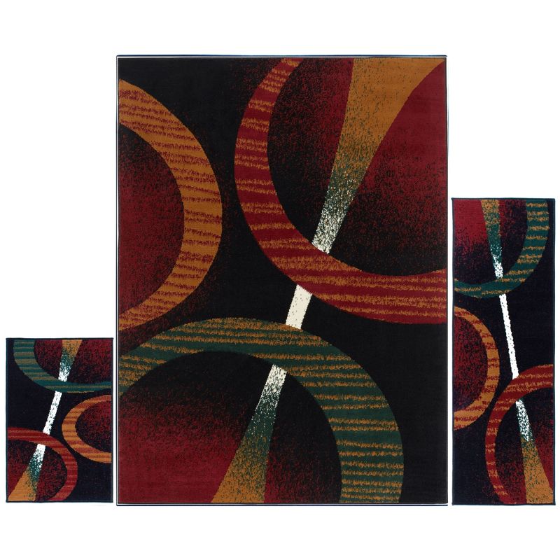 Home Dynamix Ariana Arcata Contemporary Bold Abstract Graphic Area Rug, Black/Red, 3-Piece Set, 1 of 6
