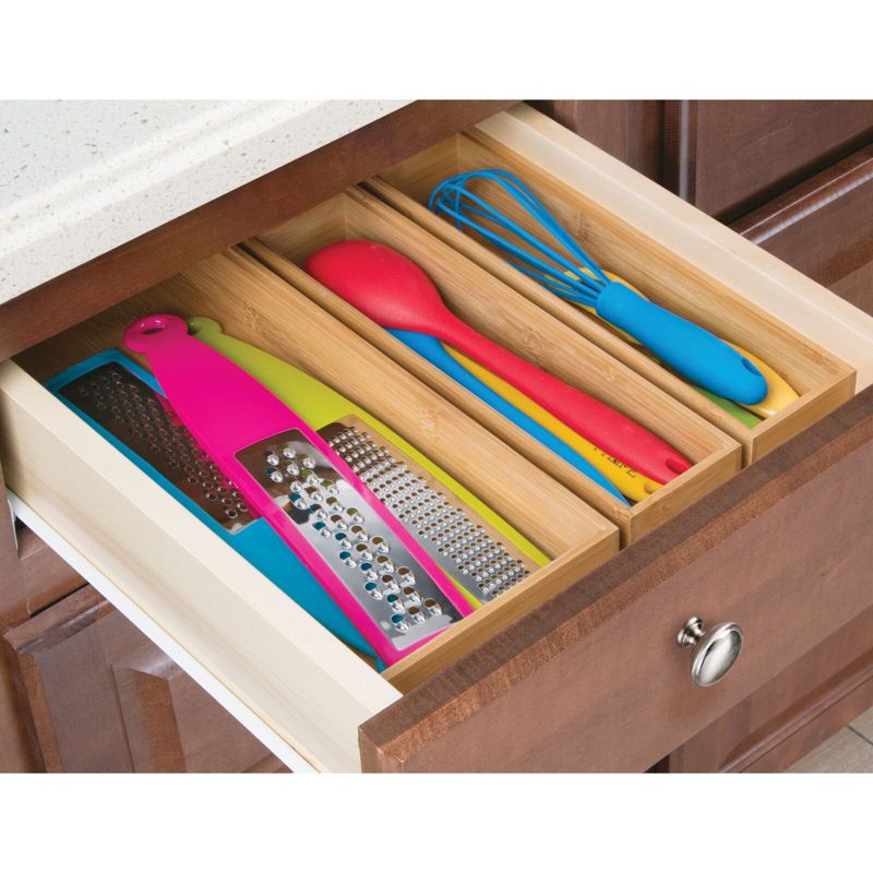 mDesign Stackable Wooden Bamboo Drawer Organizer Tray, 3 of 10