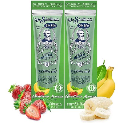 Dr. Sheffield's Certified Natural Kids Strawberry Banana Toothpaste - 2pk/8.4oz