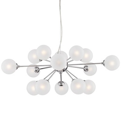 Possini Euro Design Chrome Sputnik Large Chandelier 32" Wide Modern Mid Century Frosted Glass LED 15-Light Fixture for Dining Room